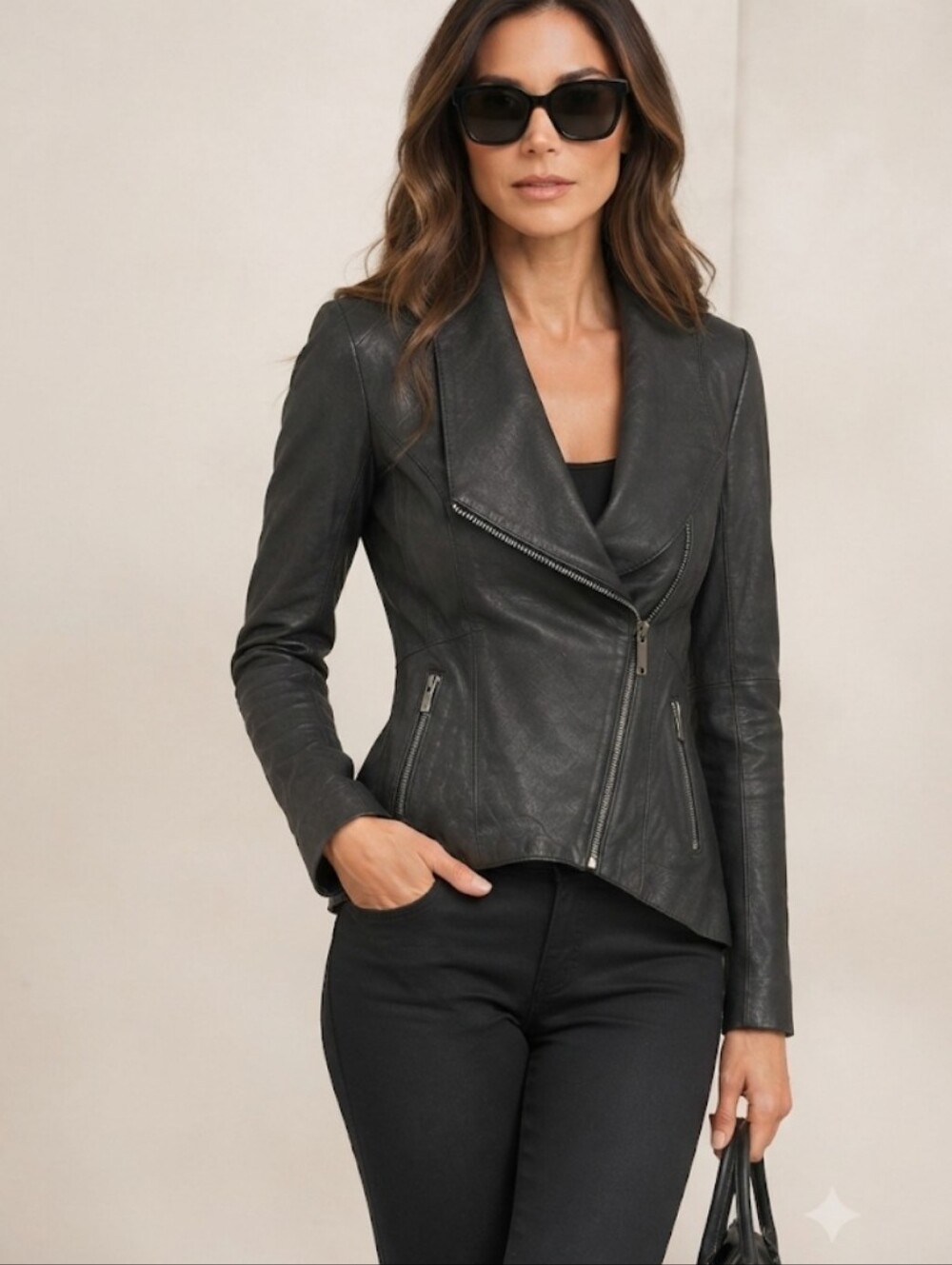 Black Draped Collar Women’s Jacket